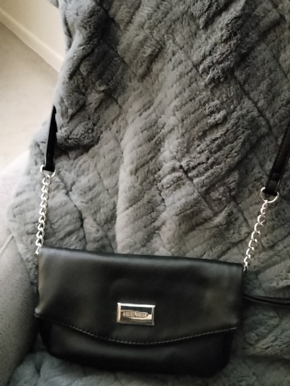 Nine West Black Crossbody Bag with Silver Chain